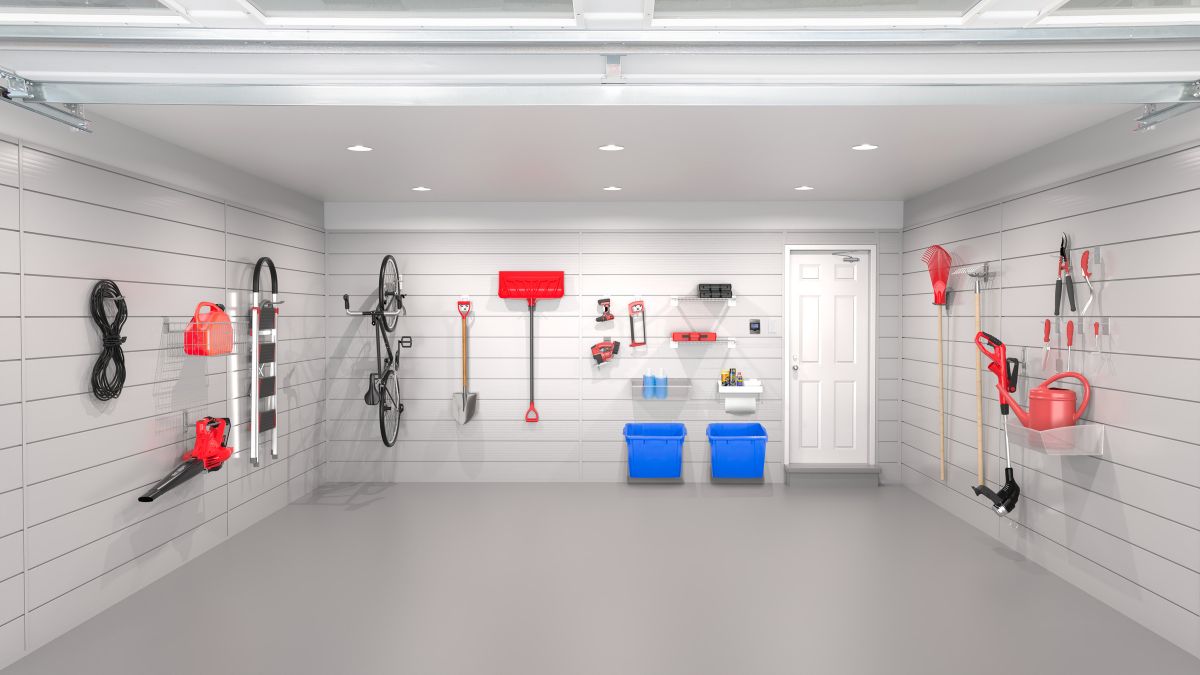 garage-with-slatwall Men who started a garage cabinet business